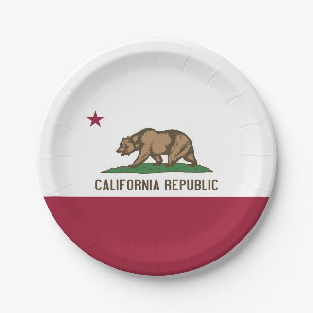 Patriotic paper plate with flag of California (Front)