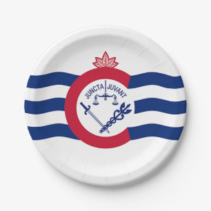 Patriotic paper plate with flag of Cincinnati.