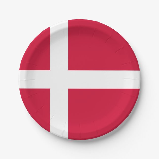 Patriotic paper plate with flag of Denmark (Front)