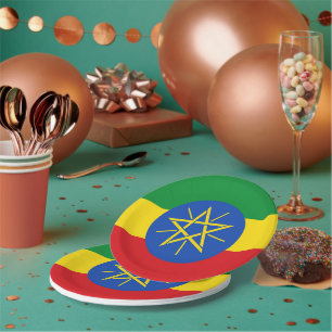 Patriotic paper plate with flag of Ethiopia
