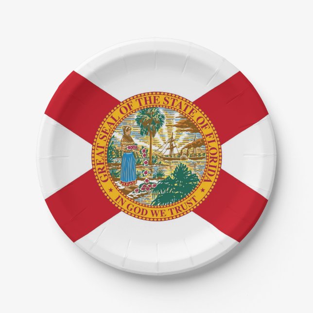 Patriotic paper plate with flag of Florida (Front)