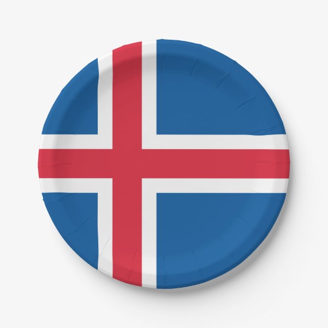 Patriotic paper plate with flag of Iceland (Front)