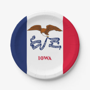 Patriotic paper plate with flag of Iowa