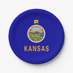 Patriotic paper plate with flag of Kansas