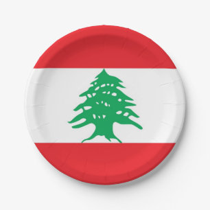 Patriotic paper plate with flag of Lebanon