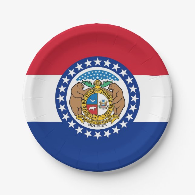 Patriotic paper plate with flag of Missouri (Front)