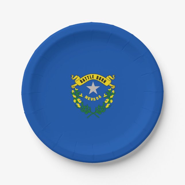 Patriotic paper plate with flag of Nevada (Front)