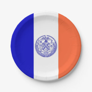Patriotic paper plate with flag of New York City