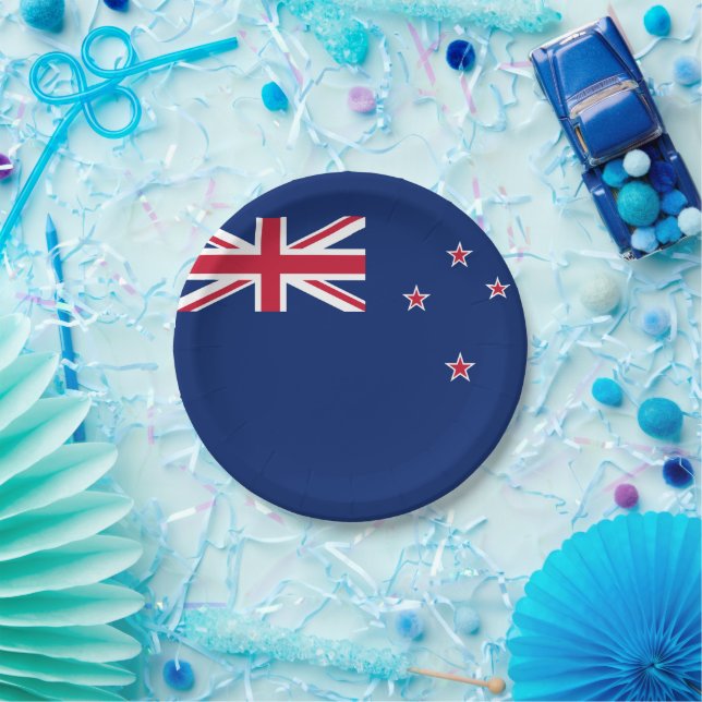 Patriotic paper plate with flag of New Zealand (Party)