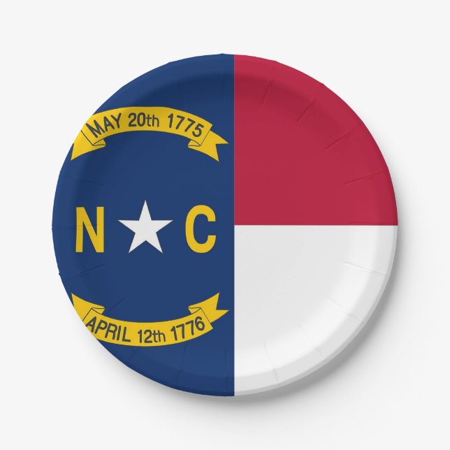 Patriotic paper plate with flag of North Carolina (Front)