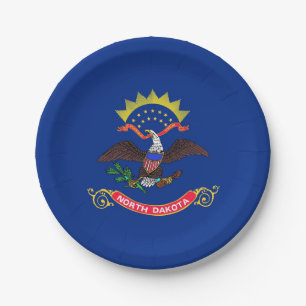 Patriotic paper plate with flag of North Dakota