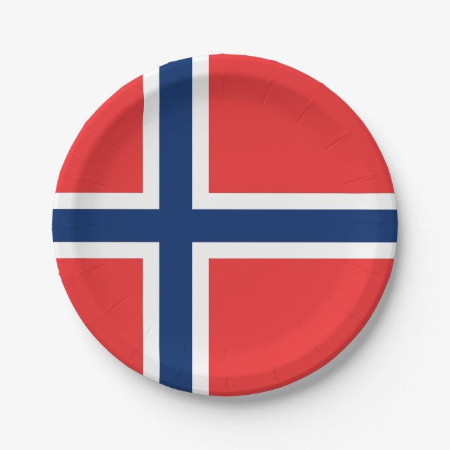 Patriotic paper plate with flag of Norway (Front)