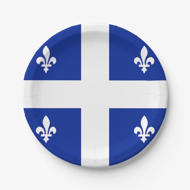 Patriotic paper plate with flag of Quebec (Front)