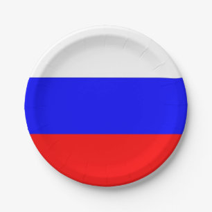 Patriotic paper plate with flag of Russia