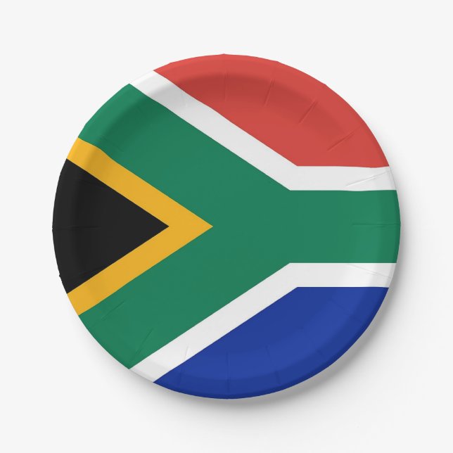 Patriotic paper plate with flag of South Africa (Front)