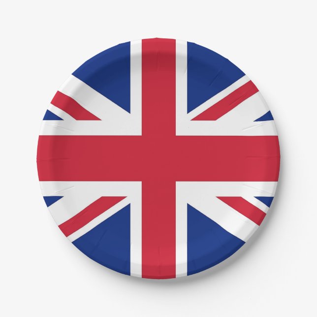 Patriotic paper plate with flag of United Kingdom (Front)