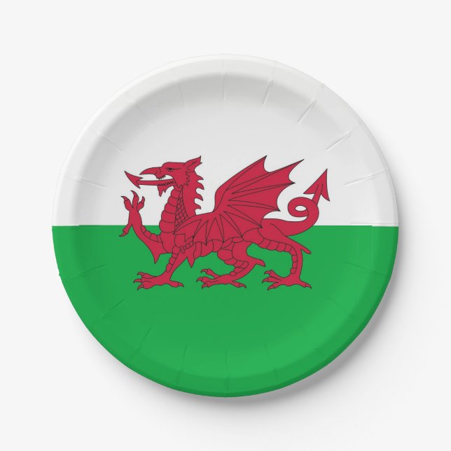 Patriotic paper plate with flag of Wales (Front)