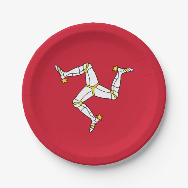 Patriotic paper plate with Isle of Man flag, UK (Front)