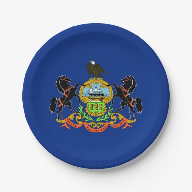 Patriotic paper plate with Pennsylvania flag (Front)