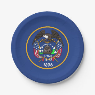 Patriotic paper plate with Utah flag