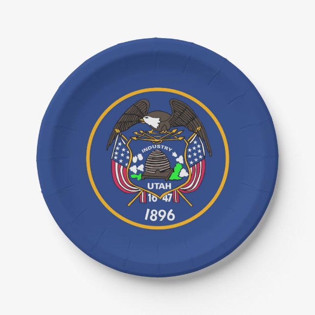Patriotic paper plate with Utah flag (Front)