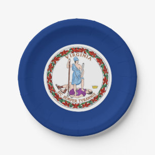 Patriotic paper plate with Virginia flag