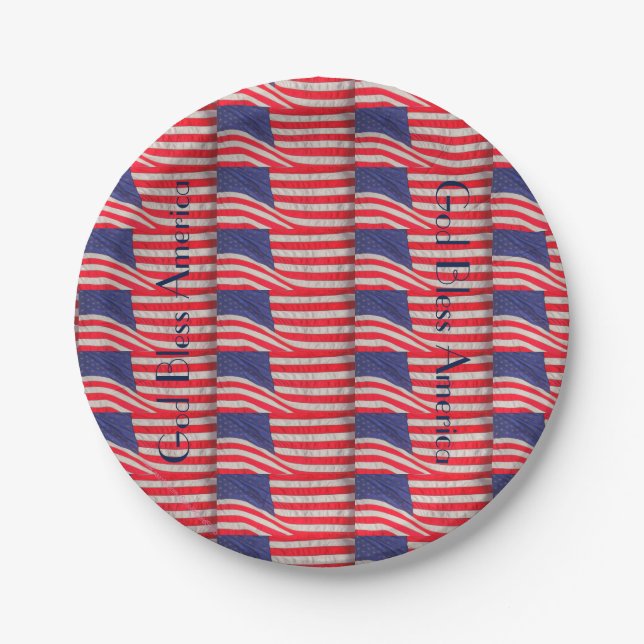 Patriotic Paper Plates, God Bless America Paper Plate (Front)