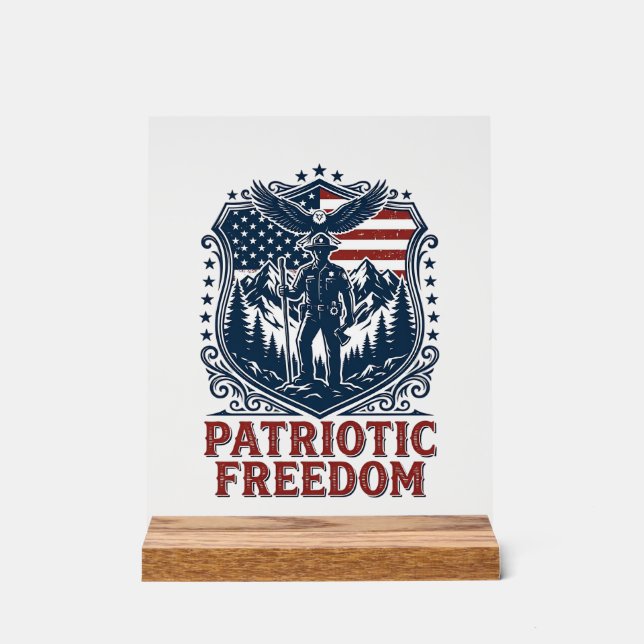 Patriotic Park Ranger Vector Graphic Tee_1 Acrylic Sign (Front)
