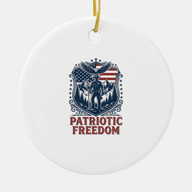 Patriotic Park Ranger Vector Graphic Tee_1 Ceramic Tree Decoration (Front)