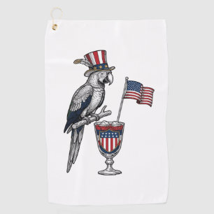Patriotic Parrot Cocktail Vintage Vector Design_1 Golf Towel