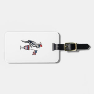 Patriotic Parrot Cocktail Vintage Vector Design_1 Luggage Tag