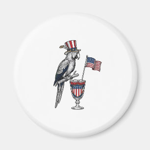 Patriotic Parrot Cocktail Vintage Vector Design_1 Magnet
