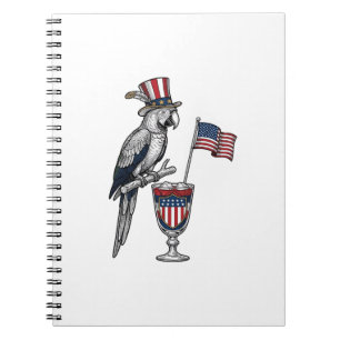 Patriotic Parrot Cocktail Vintage Vector Design_1 Notebook