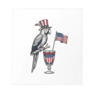 Patriotic Parrot Cocktail Vintage Vector Design_1 Notepad