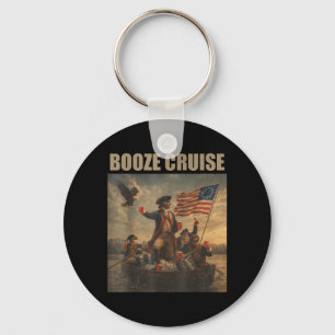 Patriotic Party Boat Funny 4th of July Booze Key Ring