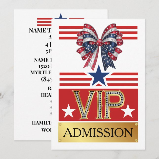 PATRIOTIC PARTY VIP Admission Invitation (Front/Back)