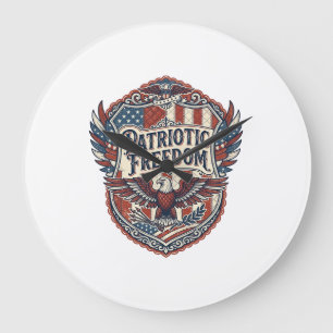 Patriotic Patchwork Artist Large Clock