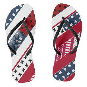 Patriotic, patchwork flip flops