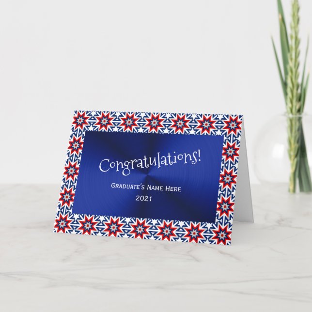 Patriotic Pattern Congratulations Graduation Card (Front)