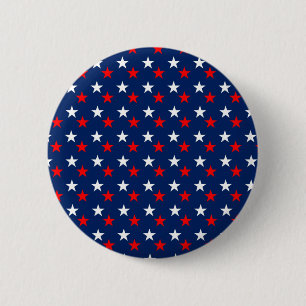 Patriotic Pattern Stars on Blue 6 Cm Round Badge