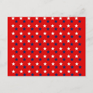Patriotic Pattern Stars on Red Postcard