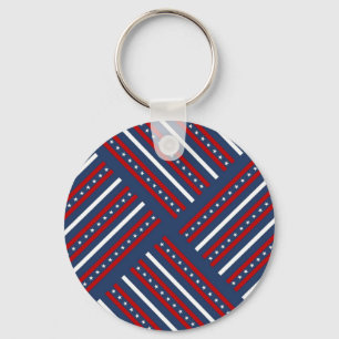 Patriotic Pattern Stripes Key Ring