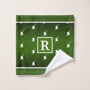 Patriotic Pattern with Monogram on Green Gradient Bath Towel Set