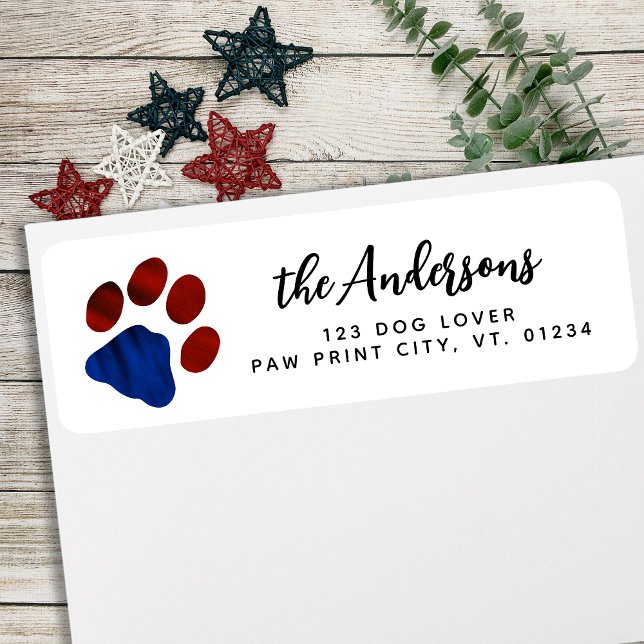 Patriotic Paw Print Personalised Return Address  (Creator Uploaded)