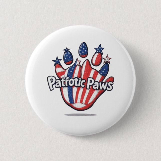 Patriotic Paws – Cute USA Flag Cat Paw Button (Front)