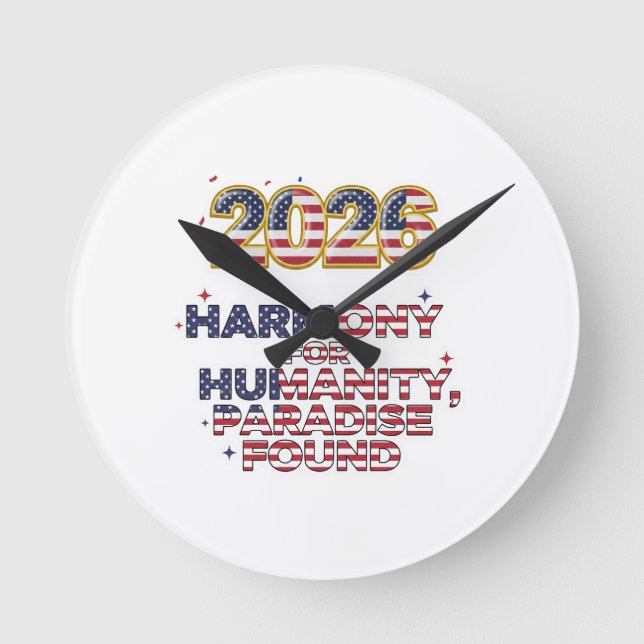 Patriotic Peace Decal Round Clock (Front)