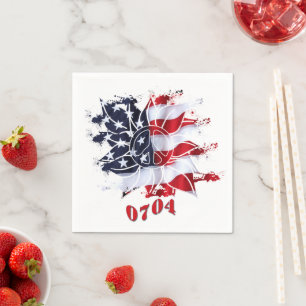 Patriotic Peace Flower 4th of July BBQ Napkin
