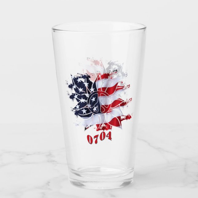 Patriotic Peace Flower 4th of July Party Glass (Front)