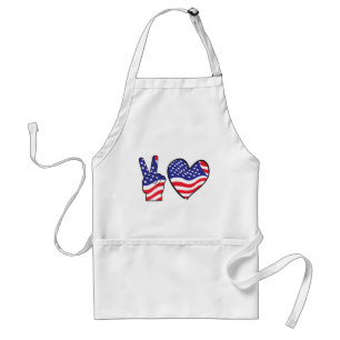 Patriotic Peace Sign and Heart in Flags Standard Apron