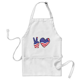 Patriotic Peace Sign and Heart in Flags Standard Apron